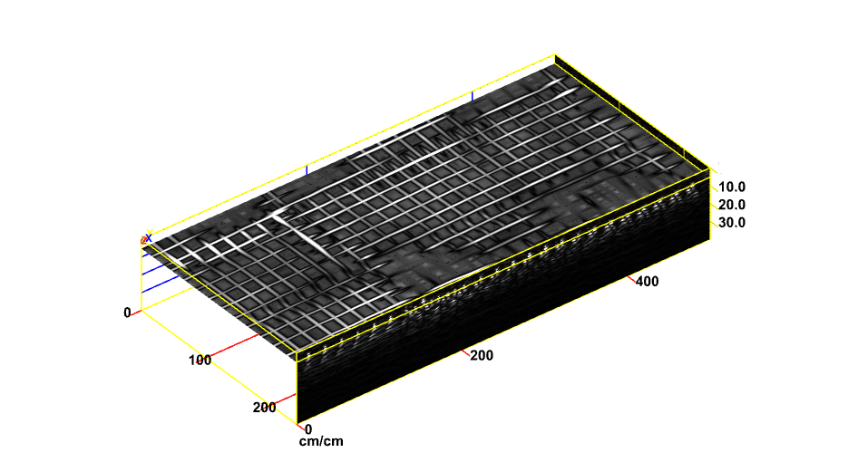 Cartographie radar en 3D d'une dalle en béton armé