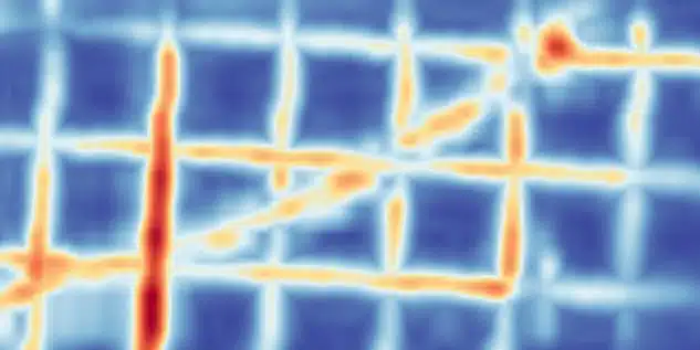 Time-slice : vue C-SCAN d'une grille 3D à 8.8 cm de profondeur