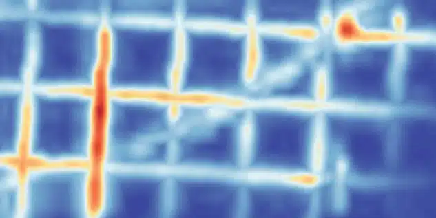 Time-slice : vue C-SCAN d'une grille 3D à 8 cm de profondeur